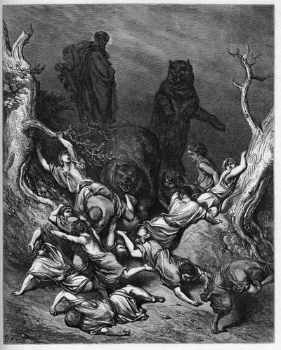 Elisha curses the youths of Bethel - engraving from 