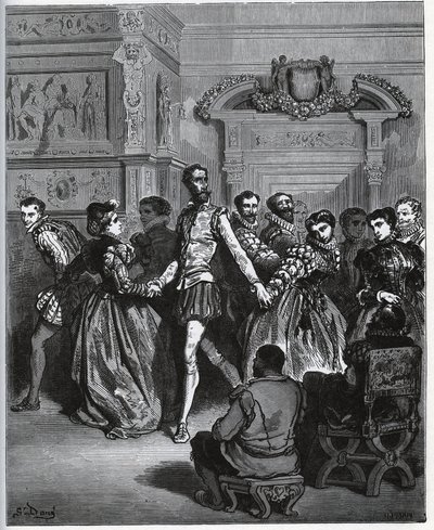 Evening Organized After Don Antonio. Don Quixote Discovers Without Appreciating the Pleasures of Dance - from "Don Quixote de la Mancha" by Miguel Cervantes by Gustave Dore