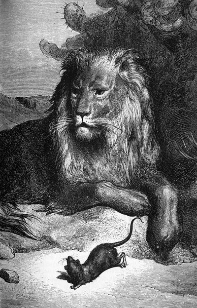 Fable of La Fontaine: The lion and the Rat by Gustave Doré by Gustave Dore