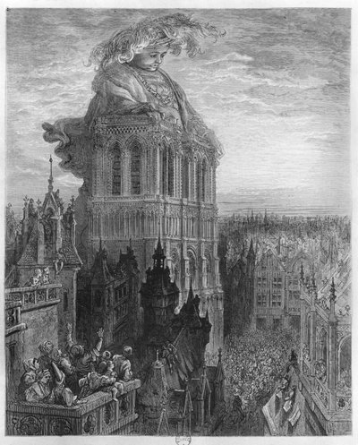 Gargantua on the Towers of Notre-Dame at Paris, Illustration from 