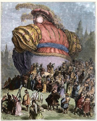 Gargantua visit Paris - The people of Paris marvel at Gargantua - illustration from 