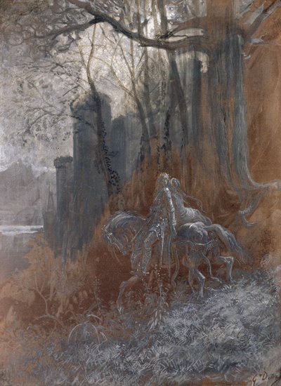 Geraint and Enid Ride Away by Gustave Dore