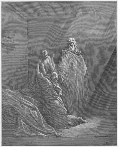 Gustave Dore Bible: Elijah raiseth the son of the widow of Zarephath by Gustave Dore