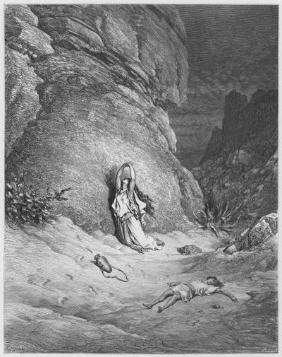 Hagar and Ishmael in the desert by Gustave Dore