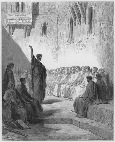 Gustave Dore Bible: St. Paul preaching to the Thessalonians by Gustave Dore