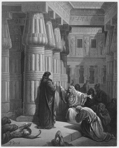 The Egyptians urge Moses to depart (Gustave Dore Bible) by Gustave Dore