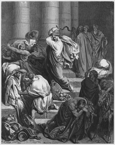 Gustave Doré Bible: The Buyers and Sellers Driven Out of the Temple by Gustave Dore