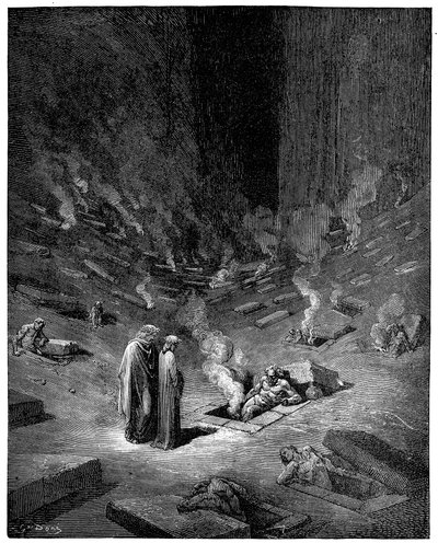 Hell: the city of Dis, Roman god of the underworld, 1863 by Gustave Dore