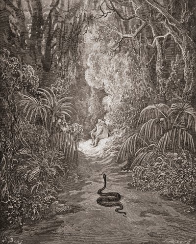 Illustration by Gustave Dore for Paradise Lost by John Milton Book IX lines 434 and 435 by Gustave Dore