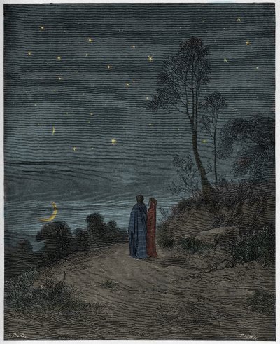Inferno, Canto 2: The darkening sky of the first night (illustration from The Divine Comedy by Dante Alighieri) by Gustave Dore