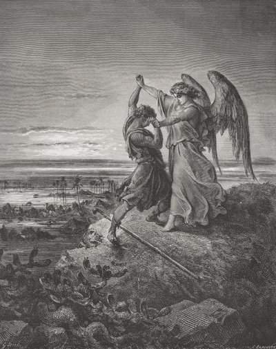Jacob Wrestling with the Angel, Genesis 32:24-32, Illustration from Dore