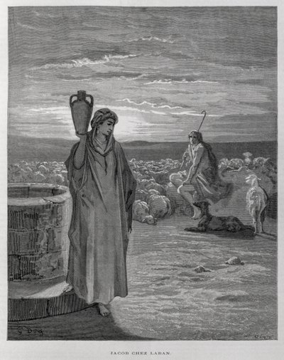 Jacob sees Rachel at the well of Laban