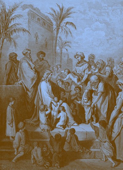 Jesus blessing the children - Bible by Gustave Dore