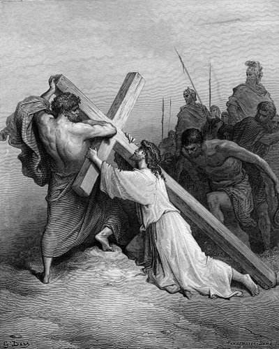 Jesus Falling Beneath the Cross - Bible by Gustave Dore