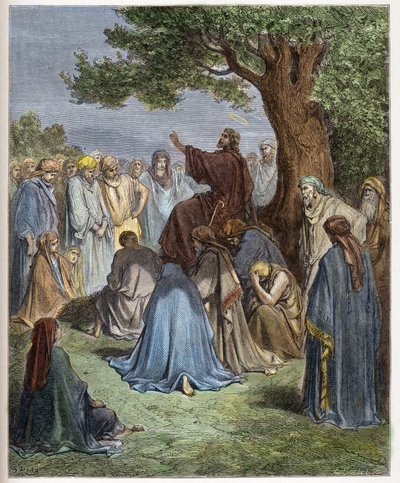 Jesus preaches to the crowd by Gustave Dore