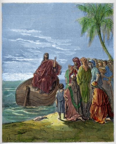 Jesus Preaching at the Sea of Galilee - Engraving in 