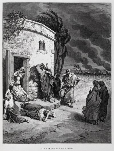 Job comprehends his ruin, Illustration from the Dore Bible by Gustave Dore