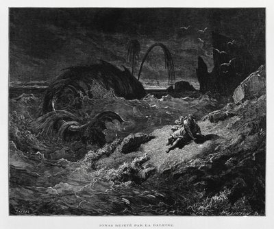 Jonah Ejected onto Dry Land by the Whale (Illustration from the Dore Bible) by Gustave Dore
