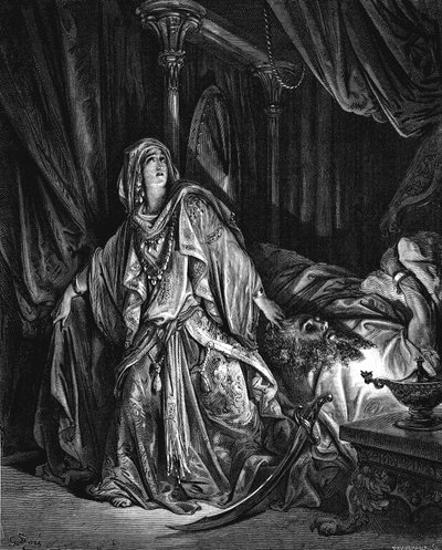 Judith about to cut off the head of Holofernes, 1866 by Gustave Dore