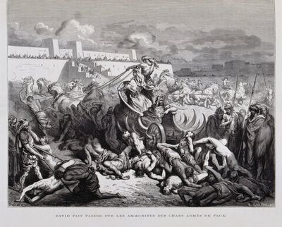 King David Punishing The Ammonites, Illustration from the Dore Bible by Gustave Dore