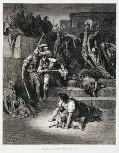 King Herod orders the Massacre of the Innocents, Illustration from the Dore Bible by Gustave Dore