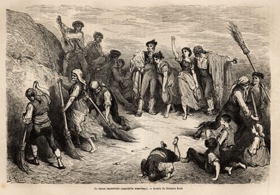 La Seguidilla Manchegas, or Improvised Dance, in Albacete (province of the English Channel), Many Dancers of Both Sexes, from Different Localities Meet to Perform Dance Steps in the Galliegada (ie to Freeze a Figure Before the Movement is Completed), Here  by Gustave Dore