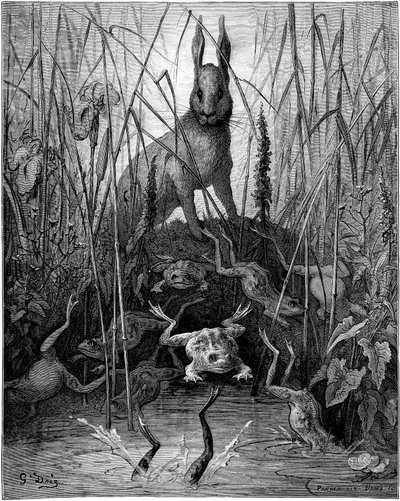 The Hare and the Frogs: Fable by Jean de la Fontaine Illustrated by Gustave Dore by Gustave Dore