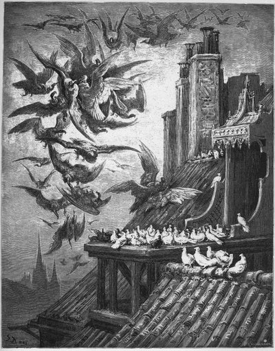 The Vultures and the Pigeons - from "Fables" by Jean de La Fontaine by Gustave Dore