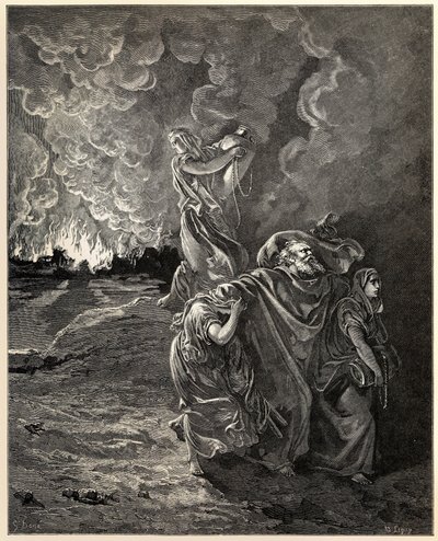 Lot and His Daughters Fleeing Sodom by Gustave Dore