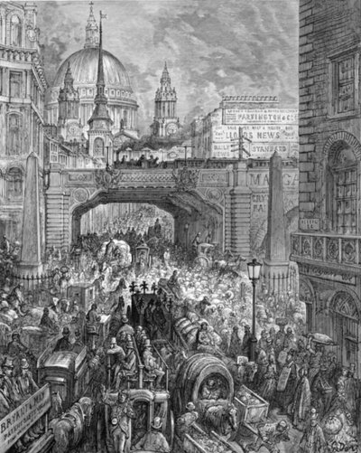 Ludgate Hill - A Block in the Street by Gustave Dore