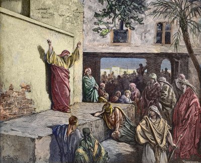 Micah the Moreshite prophet preaching to the Israelites, engraving by Gustave Dore by Gustave Dore
