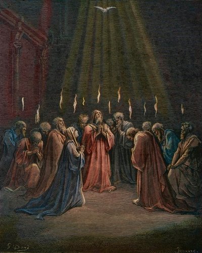 Pentecost - The descent of the Holy Spirit (engraving) by Gustave Dore