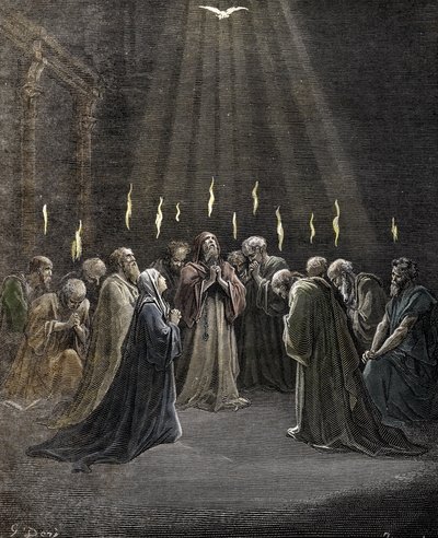 Pentecost, Descent of the Holy Spirit upon the Apostles and Other Followers of Jesus Christ by Gustave Dore