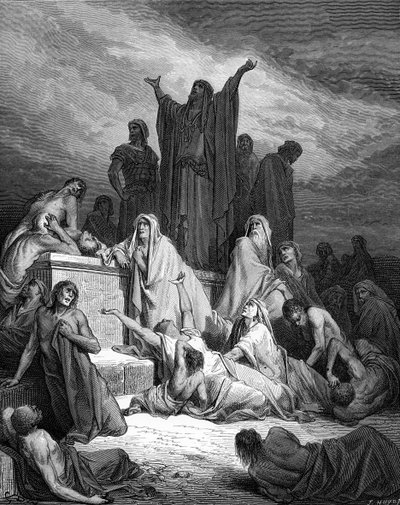 Plague of Jerusalem, engraving by Doré - Bible by Gustave Dore