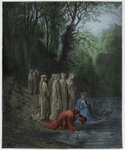 Purgatorio, Canto 33: Dante Drinks of the River Eunoe, Illustration from 