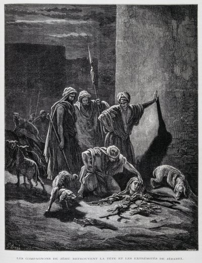 Remains of Queen Jezebel After She Was Thrown from the Palace Windows (Illustration from the Dore Bible) by Gustave Dore