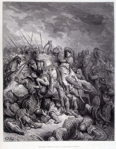 Richard the Lionheart at the Battle of Arsur - engraving by Gustave Doré by Gustave Dore