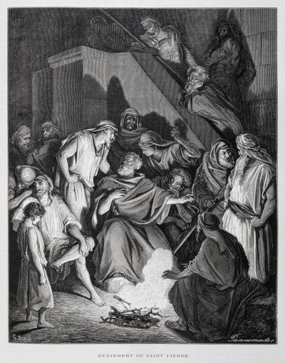 Saint Peter Denying Christ (Illustration from the Dore Bible) by Gustave Dore