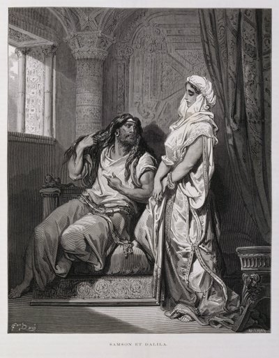 Samson and Delilah (Illustration from the Dore Bible) by Gustave Dore