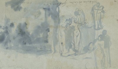 Sketches of People, Including a Female Nude by Gustave Dore