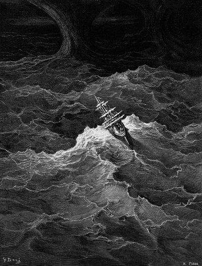 Ship in Stormy Sea, scene from 