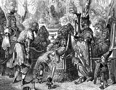 Sindbad the sailor (Sinbad) - tale of the thousand and one (1001) nights - illustration by Gustave Dore (detail) - Maxwell edition 1865 by Gustave Dore