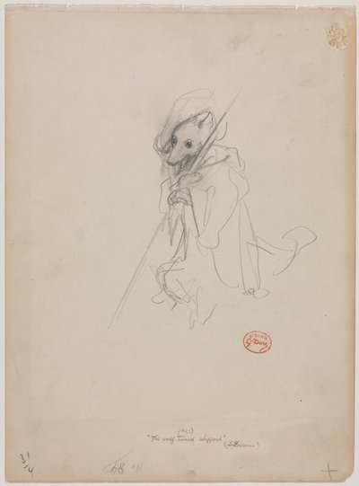 Sketch for The Wolf Turned Shepherd, c. 1868 by Gustave Dore