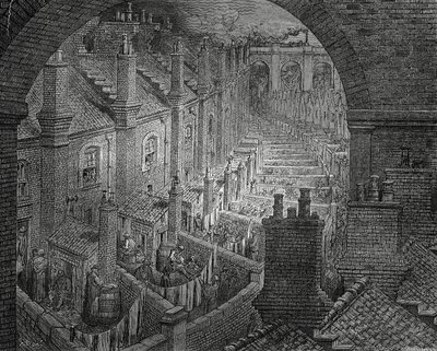 Slums of London, engraving by Gustave Dore by Gustave Dore