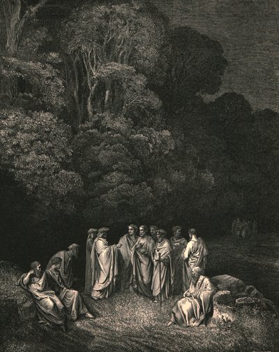 So I beheld united the bright school of him the monarch of sublimest song, c1890 by Gustave Dore