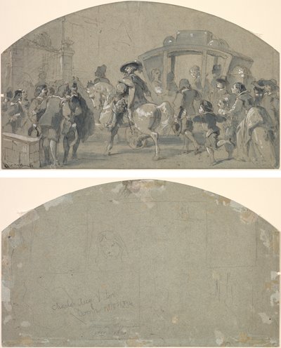 Street Scene (recto); Sketches (verso) by Gustave Dore