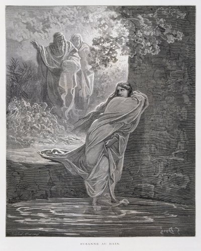 Susanna in the Bath (Dan. 13:1-26), Illustration from the Dore Bible by Gustave Dore