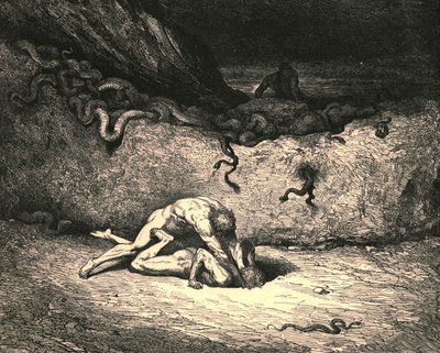 That sprite of air is Schicchi, in like mood of random mischief vents he still his spite by Gustave Dore