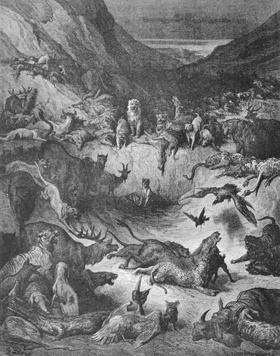 The Animals Fallen Sick With the Plague, Illustration for the Fables of La Fontaine by Gustave Dore