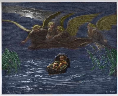 The Child Moses on the Nile surrounded by the Guardian Angels by Gustave Dore